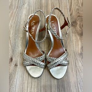 Ralph Lauren High Heel pewter Shoes / Sandals Size 6 B LNC
